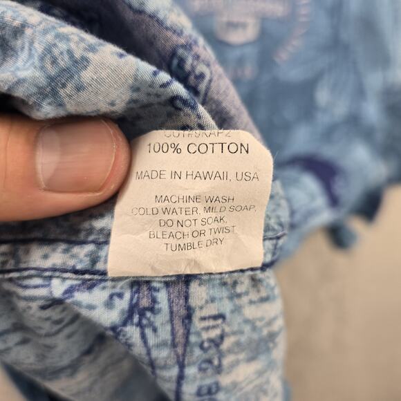 Jams World Shirt Mens Large Blue Pearl Harbor Navy Print Short Sleeve USA Hawaii - Picture 5 of 10